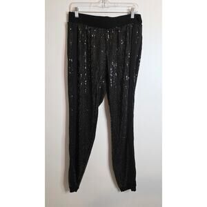 Curvy Girl by Ashley Stewart Joggers Black w/Mirror Sequins Women's Size 2X